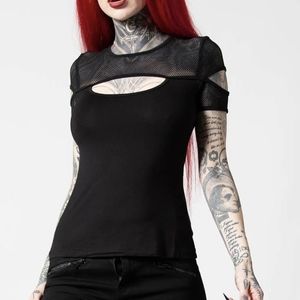 KILLSTAR jovie fish net key hole top NWOT